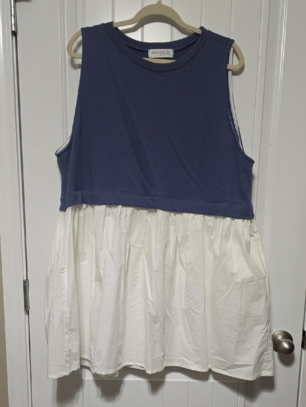 Impressions Navy Top and White Skirt Sleeveless Maxi Dress